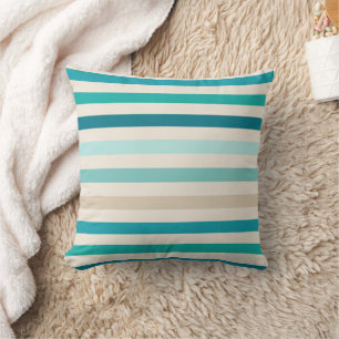 Cojín Decorativo Rayas pares horizontales, laguna, azul, Aqua, crem