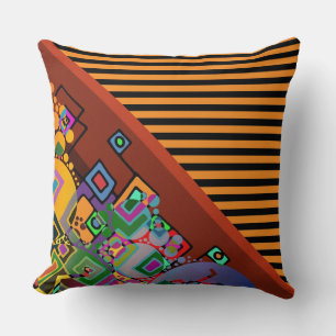 Cojín Decorativo Rayas Patrón negro estrecho + arte abstracto