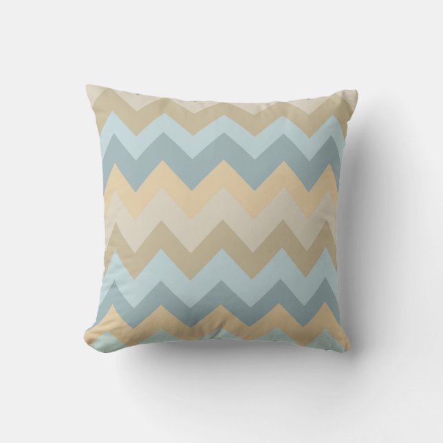 Cojín Decorativo Rayas poner crema azules de Chevron (Anverso)