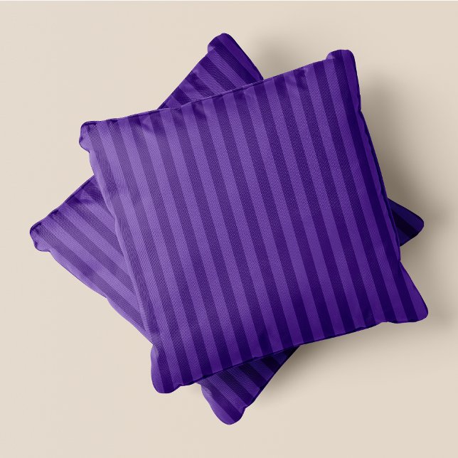 Cojín Decorativo Rayas púrpuras y oscuras (Purple & Dark Purple Stripes Throw Pillow)