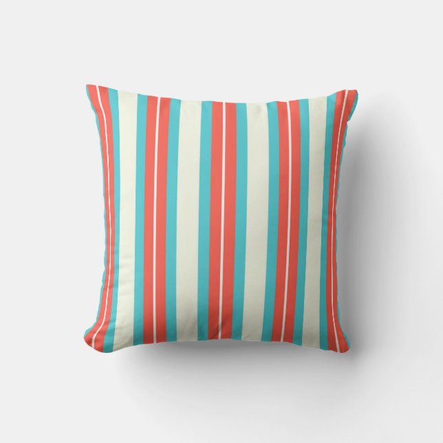 Cojín Decorativo Rayas retro - Azul rojo (Anverso)