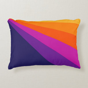 Cojín Decorativo Rayas retro diagonales púrpura y naranja