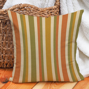 Cojín Decorativo Rayas Retro Naranja Oro Oliva Óxido Tierra