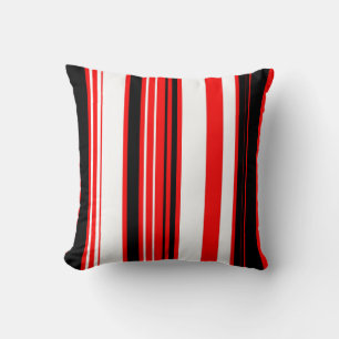 Cojín Decorativo Rayas rojas blancas y negras