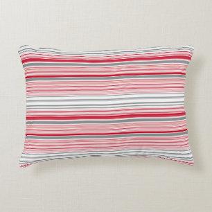 Cojín Decorativo Rayas rojas grises lindas
