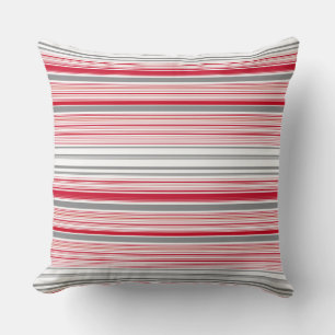 Cojín Decorativo Rayas rojas grises lindas