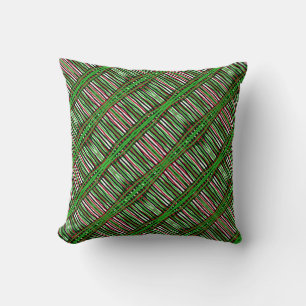 Cojín decorativo - Rayas rojas/verdes/negras
