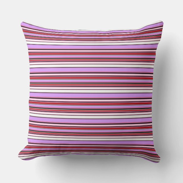 Cojín Decorativo Rayas rojas violetas (Anverso)