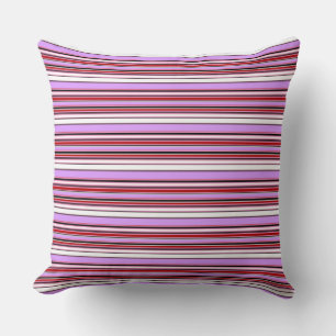 Cojín Decorativo Rayas rojas violetas lindas