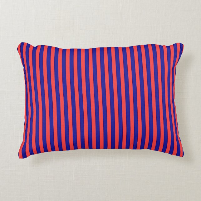 Cojín Decorativo Rayas Rojas y Azules (Anverso)