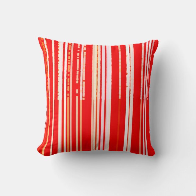 Cojín Decorativo Rayas rojas y blancas de moda (Anverso)