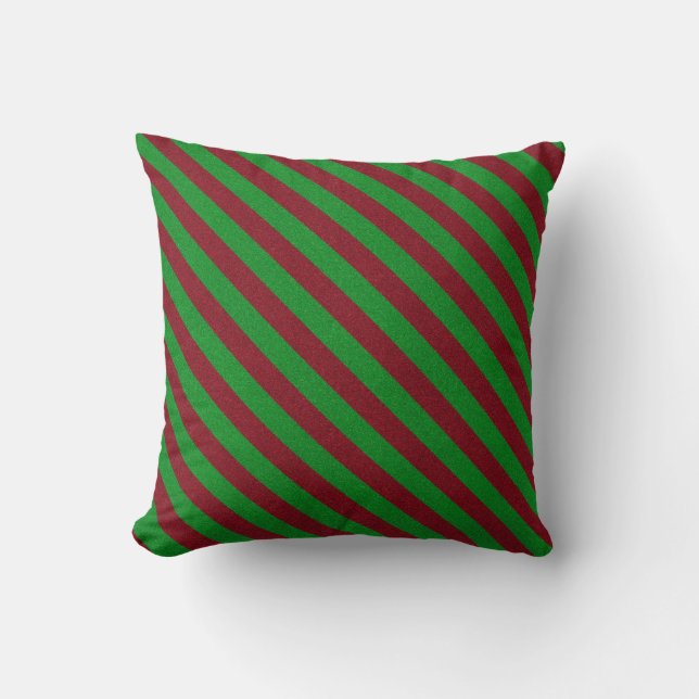Cojín Decorativo Rayas rojas y verdes con brillo (Anverso)