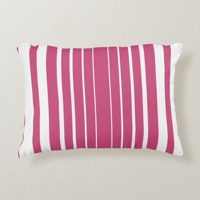 Cojín Decorativo Rayas Rojo Raspberry Blanco Vertical (Anverso)