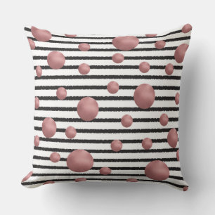Cojín Decorativo Rayas Rosa oro Patrón de puntos