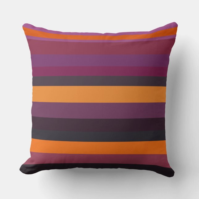 Cojín Decorativo Rayas rosa, púrpura y naranja (Anverso)