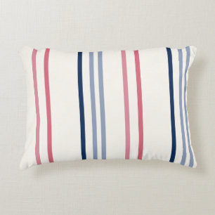 Cojín Decorativo Rayas rosadas azules y blancas