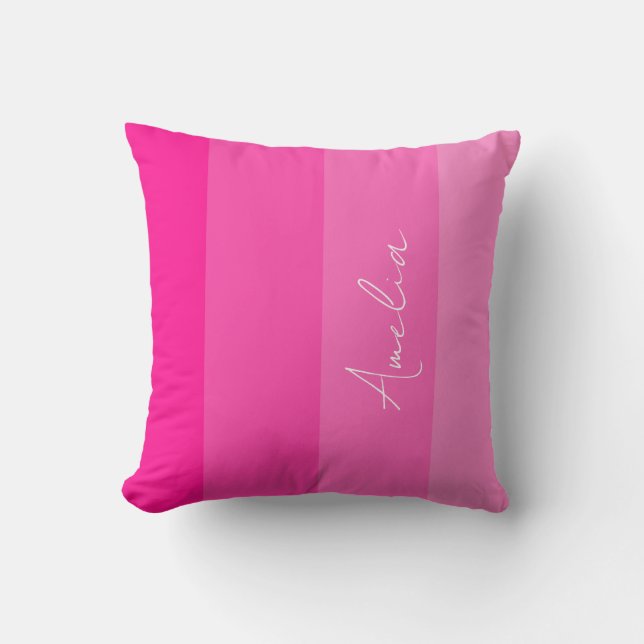 Cojín Decorativo Rayas rosadas calientes personalizadas (Anverso)