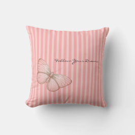 Cojín Decorativo Rayas rosadas con mariposa