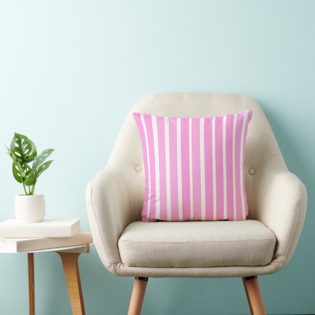 Cojín Decorativo Rayas rosadas y blancas (Silla)