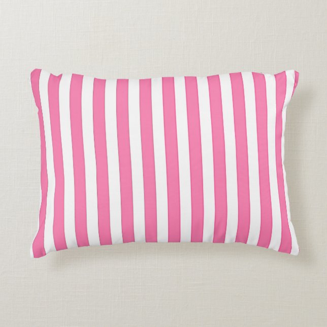 Cojín Decorativo Rayas rosadas y blancas (Anverso)