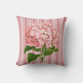 Cojín Decorativo Rayas rosadas y hortensias