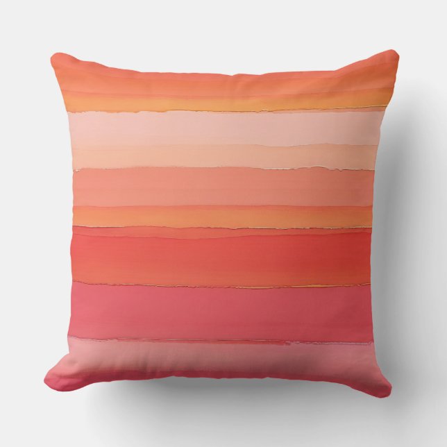 Cojín Decorativo rayas rosadas y naranjas abstractas (Anverso)