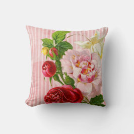 Cojín Decorativo Rayas rosadas y rosas vibrantes