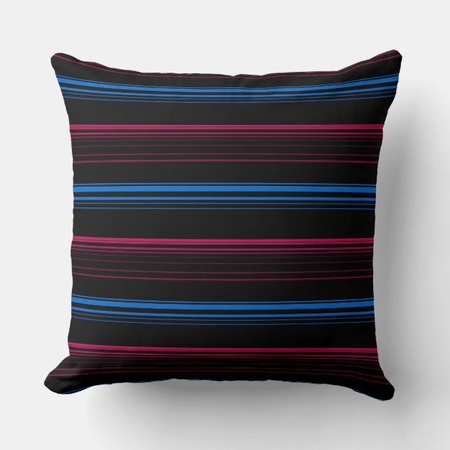 Cojín Decorativo Rayas rosas azules cortas (Anverso)