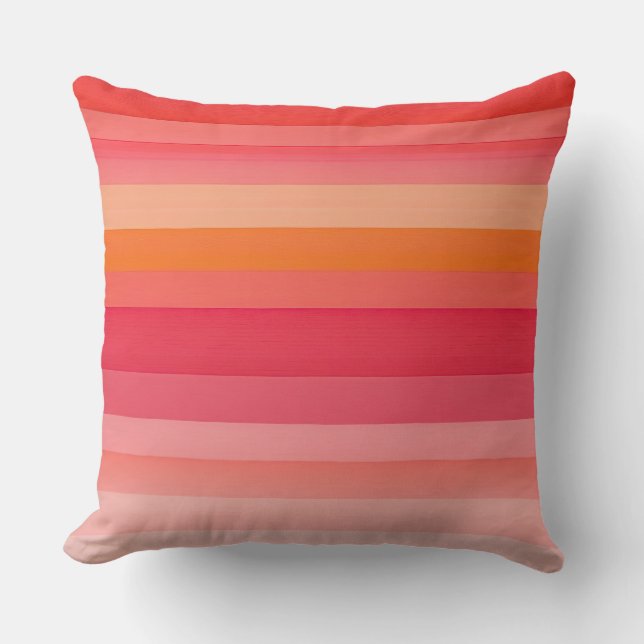 Cojín Decorativo rayas rosas y naranjas (Anverso)