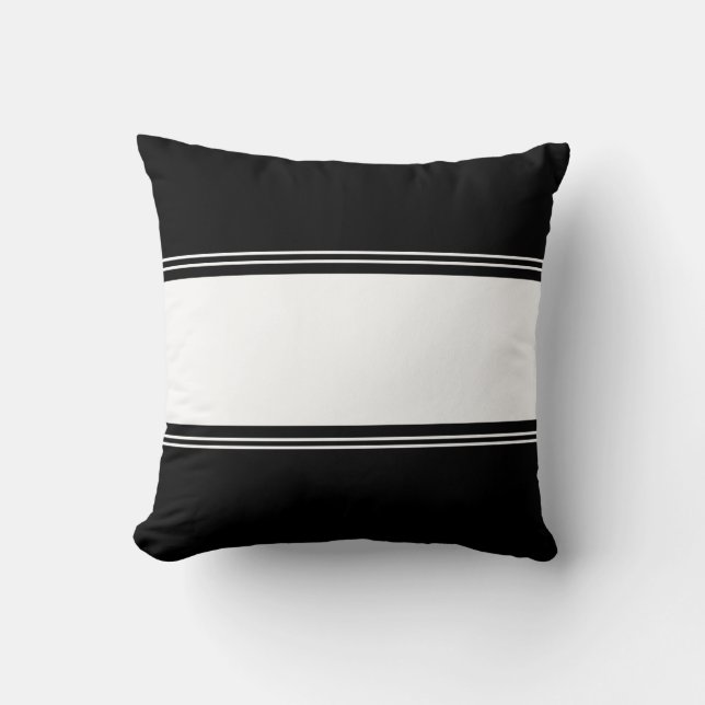 Cojín Decorativo Rayas simples en blanco y negro (Anverso)