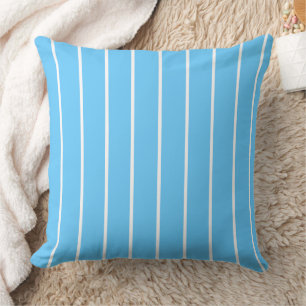Cojín Decorativo Rayas Veraniegas de Azul Cielo y Blanco