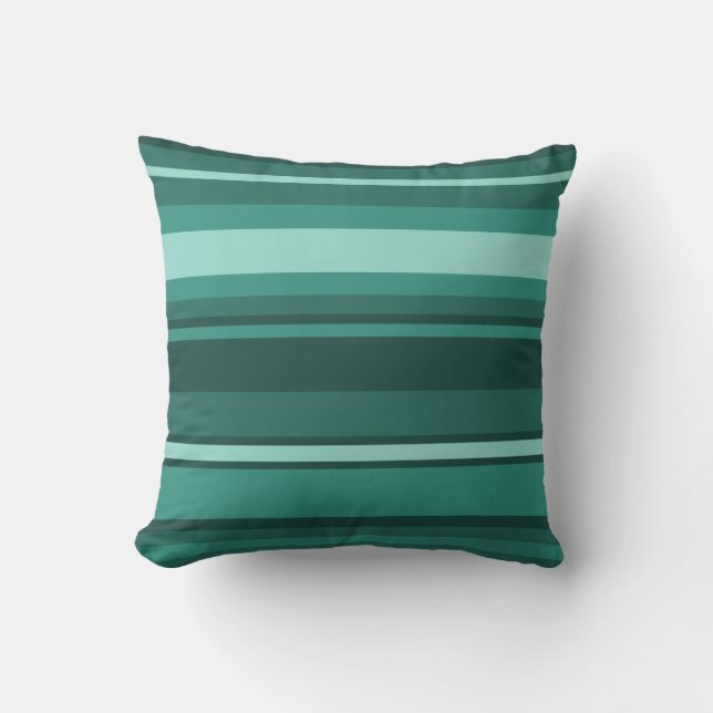 Cojín Decorativo rayas verde azuladas (Anverso)