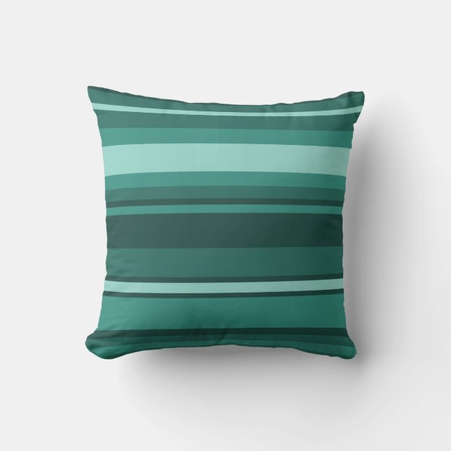 Cojín Decorativo rayas verde azuladas (Anverso)