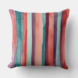 Cojín Decorativo rayas verde azuladas, violetas y burdeos