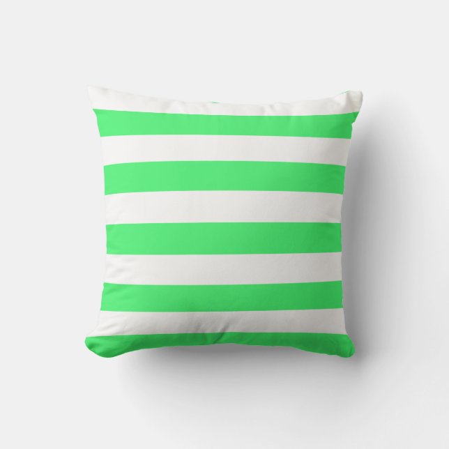 Cojín Decorativo Rayas Verde Claro y Blanco (Anverso)