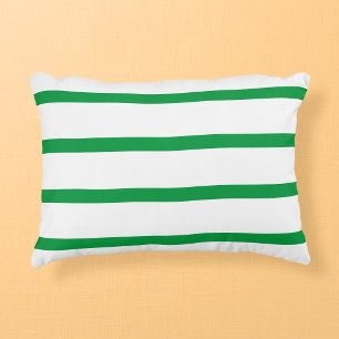 Cojín Decorativo Rayas Verde Kelly y Blanco Minimal Ancho
