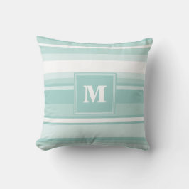Cojín Decorativo Rayas verde menta monograma