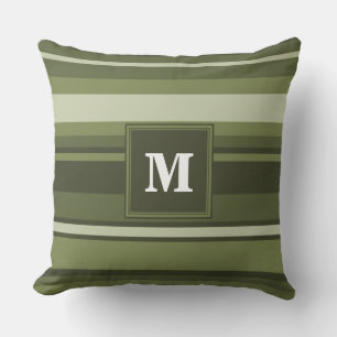 Cojín Decorativo Rayas verde oliva monográficas