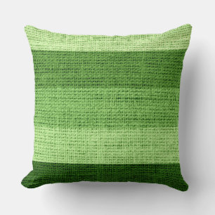 Cojín Decorativo Rayas Verdes Arpillera Lino Rústico Yute