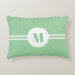 Cojín Decorativo Rayas verdes de menta monograma pastel mínimo