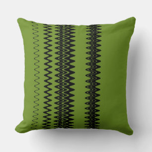 Cojín Decorativo Rayas verdes negras retro