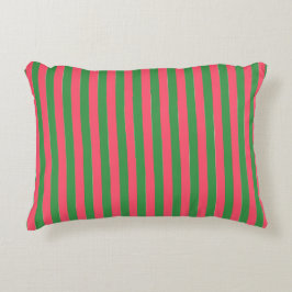 Cojín Decorativo Rayas Verdes Rosadas, Encantador, Moderno, Simple,