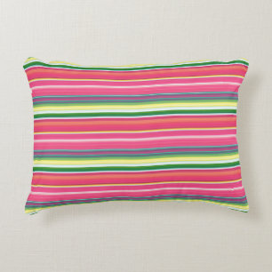 Cojín Decorativo Rayas verdes rosadas lindas
