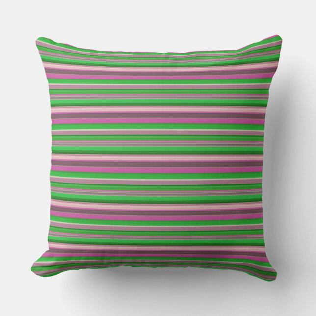 Cojín Decorativo Rayas verdes violetas (Anverso)