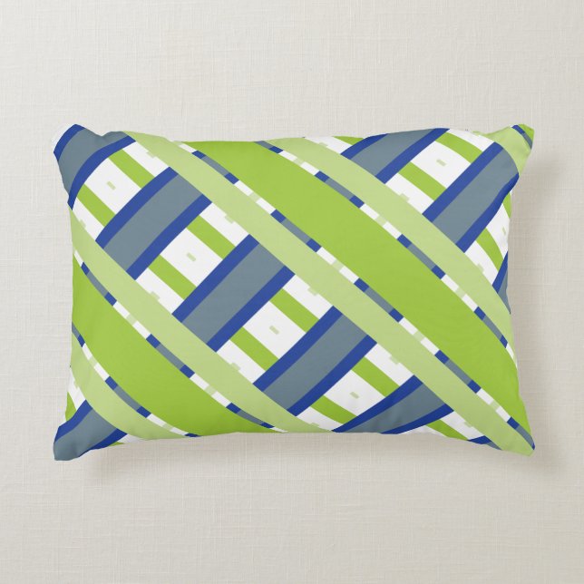Cojín Decorativo Rayas verdes y blancas azules (Anverso)
