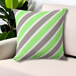 Cojín Decorativo Rayas verdes y grises de pasto moderno