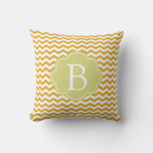 Cojín Decorativo rayas zigzag en forma de chevron de color amarillo