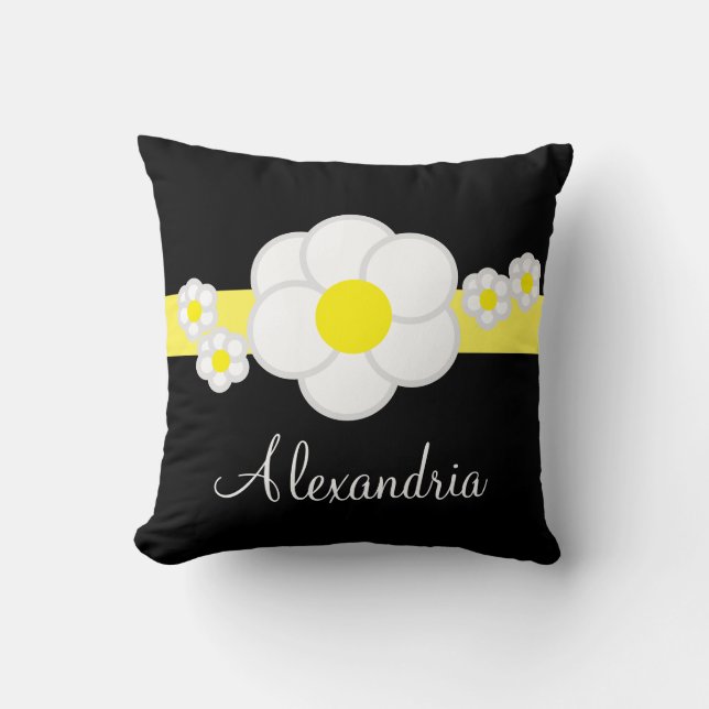 Cojín Decorativo Rayo amarillo blanco oscuro (Anverso)