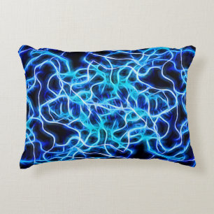 Cojín Decorativo Rayo de bobina azul de neón eléctrico Tesla