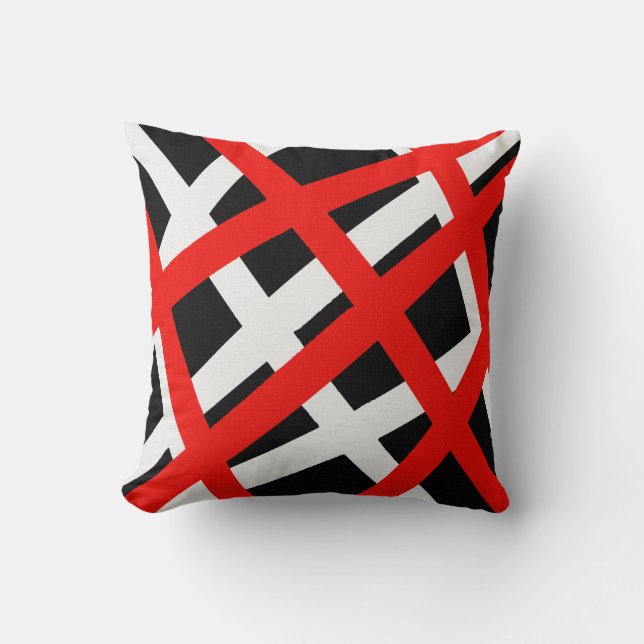 Cojín Decorativo Rayo geométrico negro rojo (Anverso)
